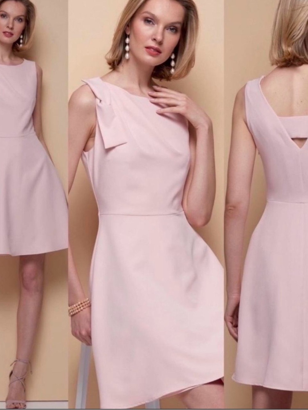 Isaac Mizrahi Pale Pink Keyhole Back A-Line Dress Size 8